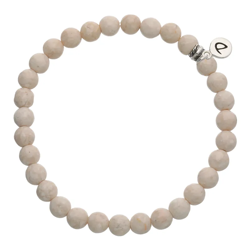 Bracelet Homme Élastique Beige Clair Pierre de Rivière 6mm Prix Bas