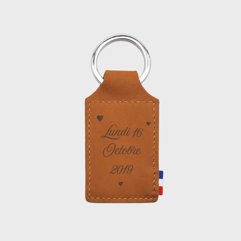 Produit De Marque Porte-clés personnalisé gravé cuir rectangle 40x62 mm