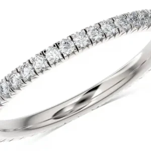 Réduction Jonc éternité Frenchie pavé en diamants de laboratoire 3-20 points en or blanc 14k