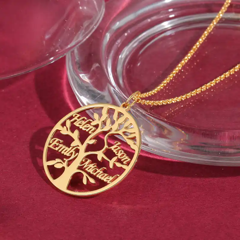 Collier Argent Arbre de vie Arbre généalogique 4 prenoms | Jessemade Jusqu’à Épuisement Des Stocks