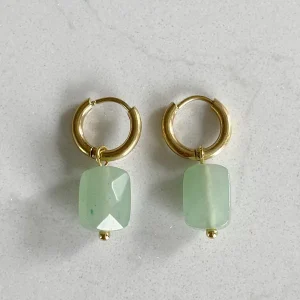 Pas Cher Pierre carrée - Boucles d'oreilles - Pierre naturelle - Acier inoxydable