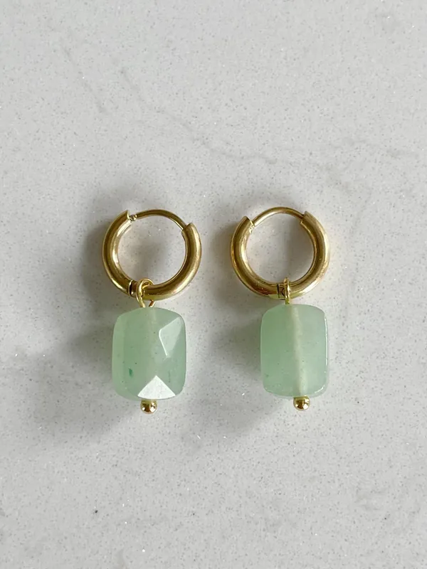 Pas Cher Pierre carrée - Boucles d'oreilles - Pierre naturelle - Acier inoxydable