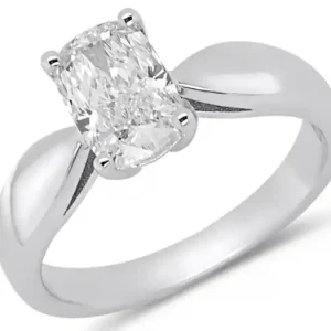 Meilleure Vente Bague Charmoie solitaire diamant taille coussin épaulements élancés en or blanc 14k pour femme