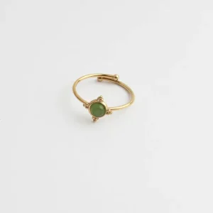Pierre minimaliste - Bague - Acier inoxydable - Ajustable - Pierre naturelle Fait Main