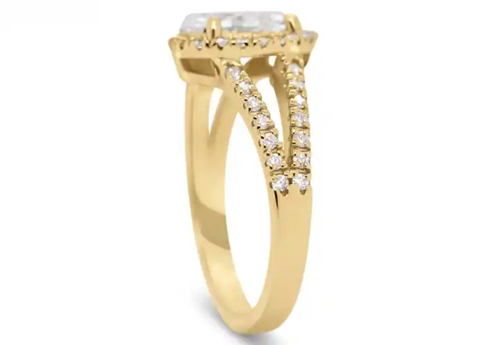 Bague Violine diamant de laboratoire ovale et halo de diamants en or jaune 14K pour femme Nouvelle Collection