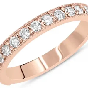 Solde Jonc Adonise semi-éternité diamants demi-carat total millegrain vintage en or blanc 14k pour femme