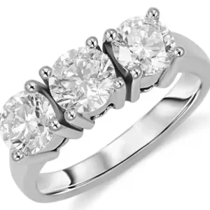 Bague Pallène trinité diamants de laboratoire .70ct central en or 14K blanc pour femme Authentique