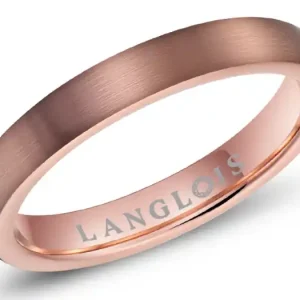 Petit Prix Jonc Barista 3 mm arrondi et brossé en tungstène café et rose gold pour femme