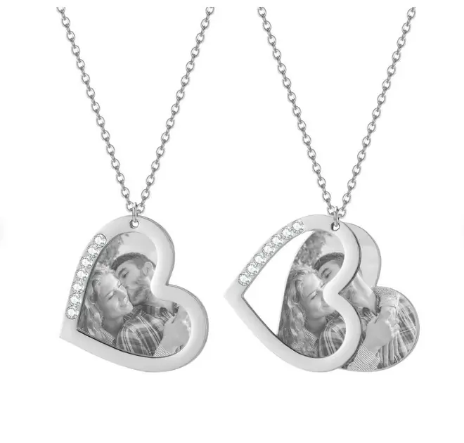 Acheter En Ligne Collier Coeur Photo et Texte Personnalisé Pendentif pour Femme|Jessemade