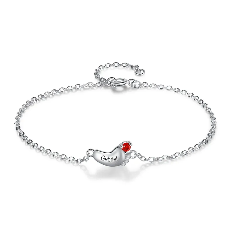 Bracelet Prénom Personnalisé pied bebe Bracelet Pierre De Naissance|Jessemade Offre Limitée