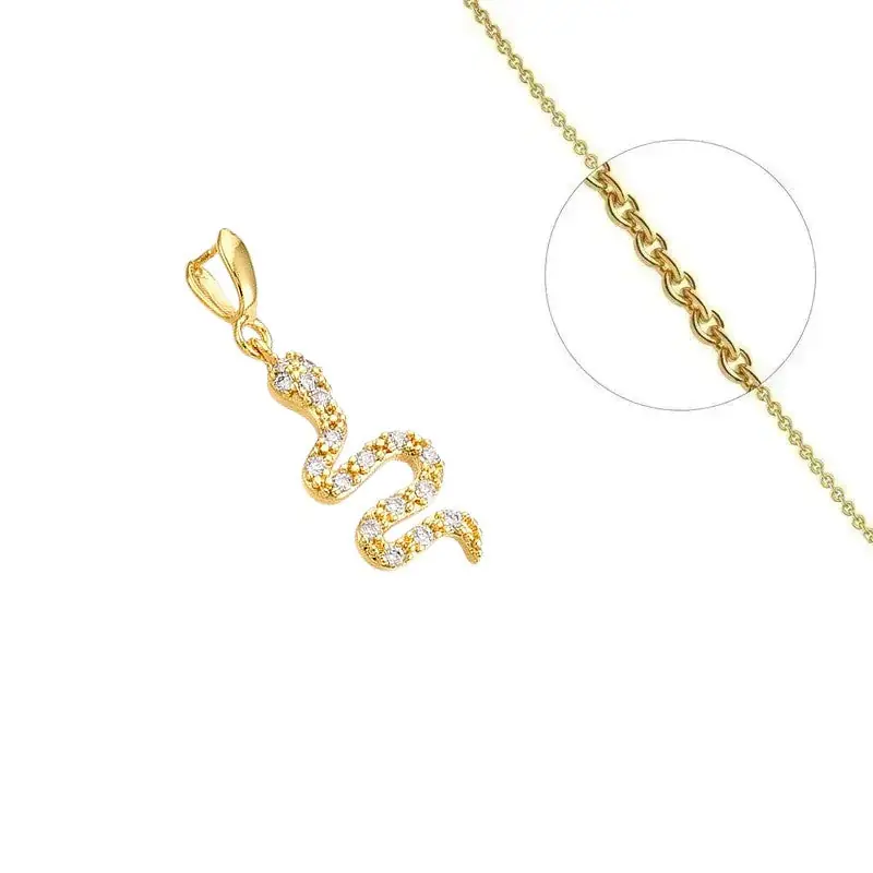 Collier doré chaîne et pendentif serpent orné de zirconiums sertis Quantité Limitée