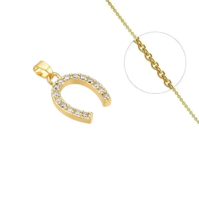 Collier doré chaîne et pendentif fer à cheval orné de zirconiums sertis Top Vente