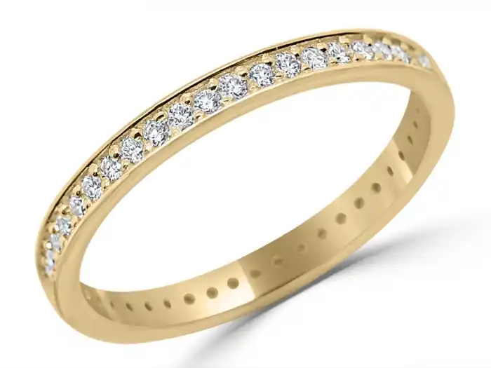 Meilleure Vente Jonc Edith éternité à diamants cadre brillant en or jaune 14k pour femme