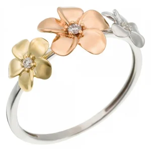 Vente Directe Bague Or Tricolore 375/1000 "Ikebana" Diamant 0,05ct/3