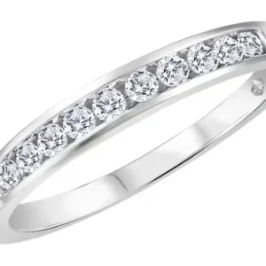 Elyza – Jonc semi-éternité diamants .10ct total sertis rail en or blanc 10k pour femme Bon Marché