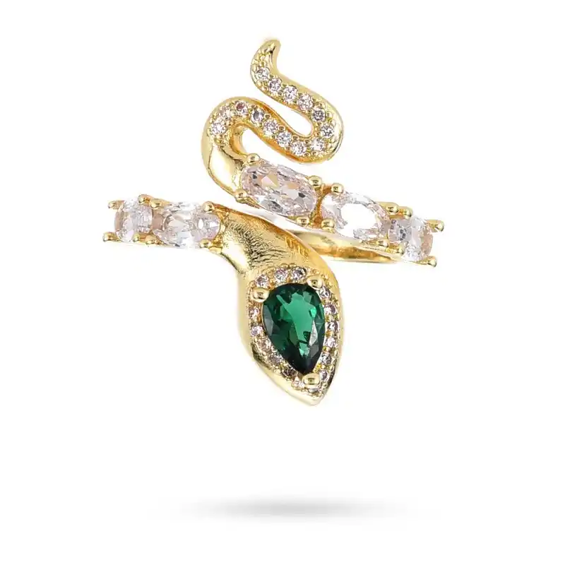Bague femme réglable serpent avec zirconiums couleurs sertis Dernier Modèle