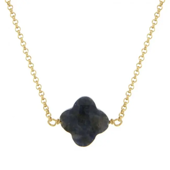 Collier TREFLE Plaqué Or Sodalite | BIJOUX FEMME Promotion Saisonnière