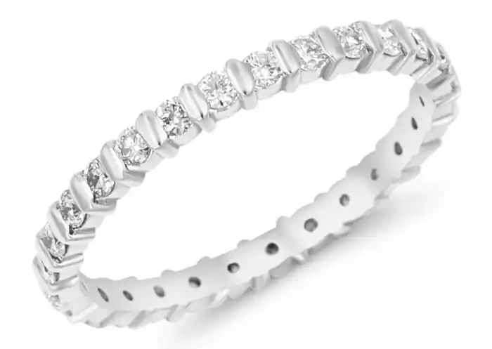 Jonc Quasar éternité diamants de laboratoire serti barrette en or blanc 14k pour femme Livraison Express