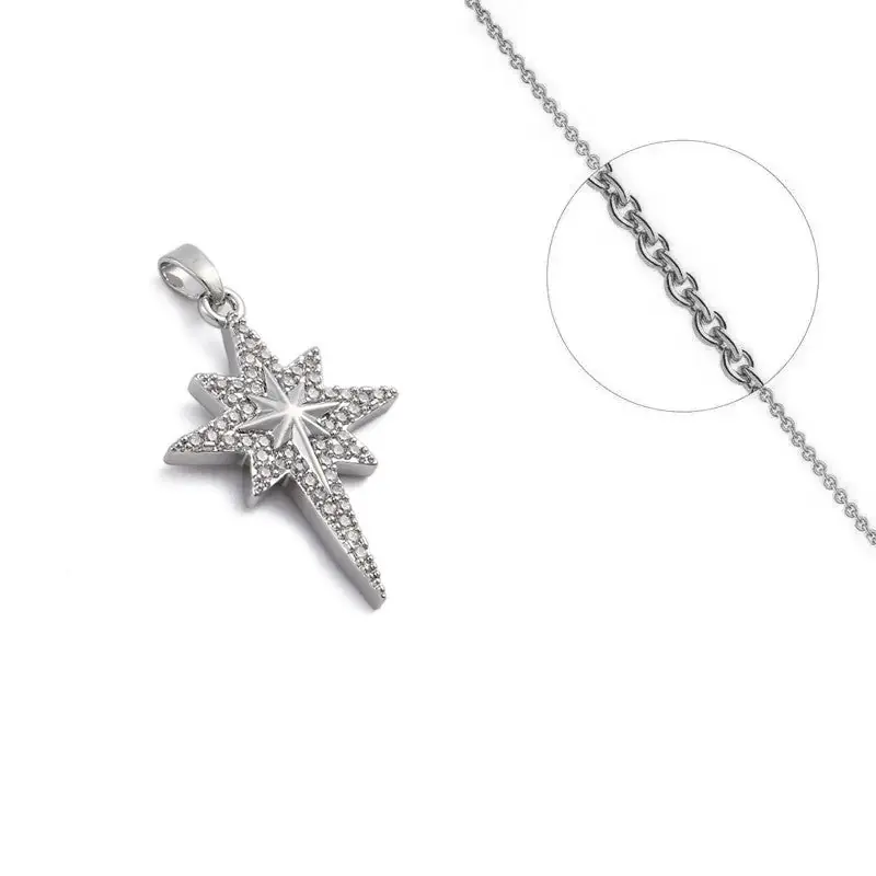 Commander Vite Collier pour femme ou homme pendentif étoile polaire zirconiums sertis