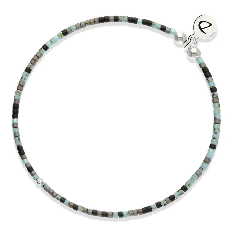 Usine Directe Bracelet Élastique Argent 925 Noir Turquoise Le Miyuki