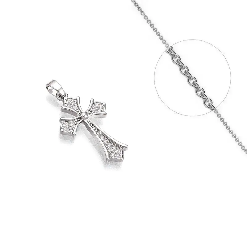 Prix Choc Collier pour femme ou homme pendentif croix zirconiums sertis