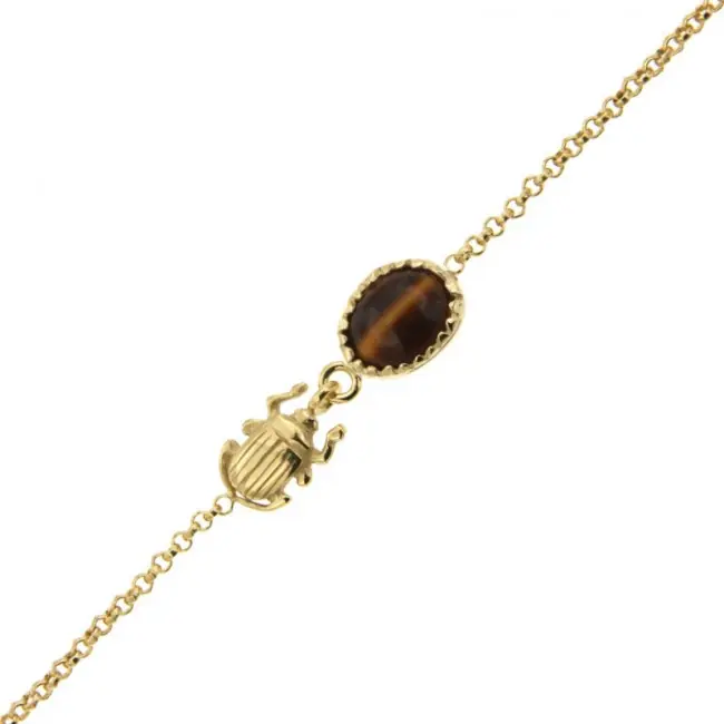 Bracelet pierre oeil de tigre et Plaqué Or | BIJOUX FEMME Satisfait Ou Remboursé