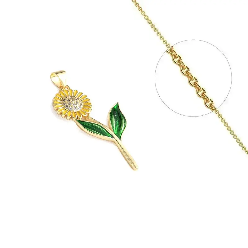 Collier doré chaîne et pendentif fleur émail et zirconiums sertis Meilleur Choix