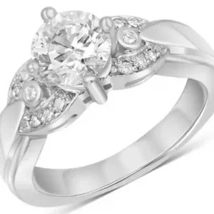 Promotion Saisonnière Bague Bénite diamant de laboratoire central et sertis clos en platine pour femme