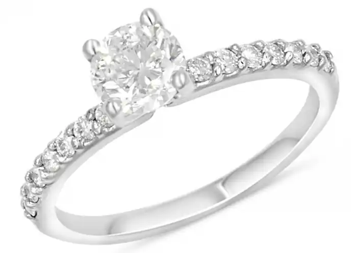 Dernier Modèle Bague Volupté solitaire pavé diamant de laboratoire central et épaulements exquis en or blanc 18k pour femme