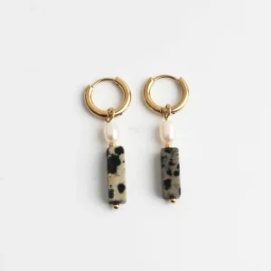 Dora & Pearl - Boucles d'oreilles - Pierre naturelle - Acier inoxydable Produit De Marque
