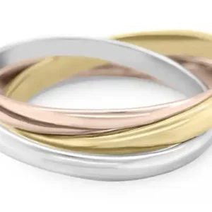 Jonc Carmain trinité trois anneaux 2.5 mm entrelacés en or 10k trois tonspour femme Expédition Rapide