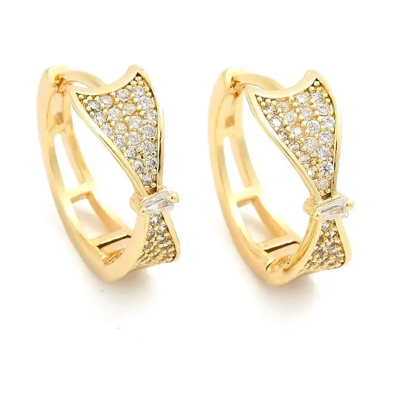 Boucles d'oreilles Créoles bandeau zirconiums sertis En Vogue