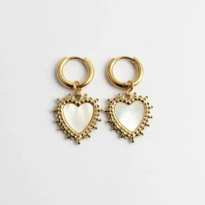 Big Shell Heart - Boucles d'oreilles - Acier inoxydable Authentique