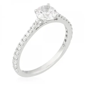 Super Prix Bague Or Blanc 750/1000 "Solitaire Royal 1 Carat"