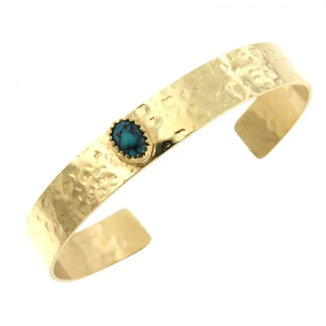 Réduction Jonc martelé Plaqué Or 10mm Turquoise | Collection KHEOPS
