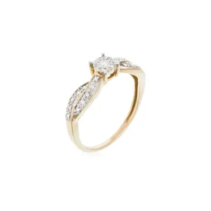 Solde Bague Or Jaune 375/1000 "Eclat Joli" Diamant 0,12 ct/18
