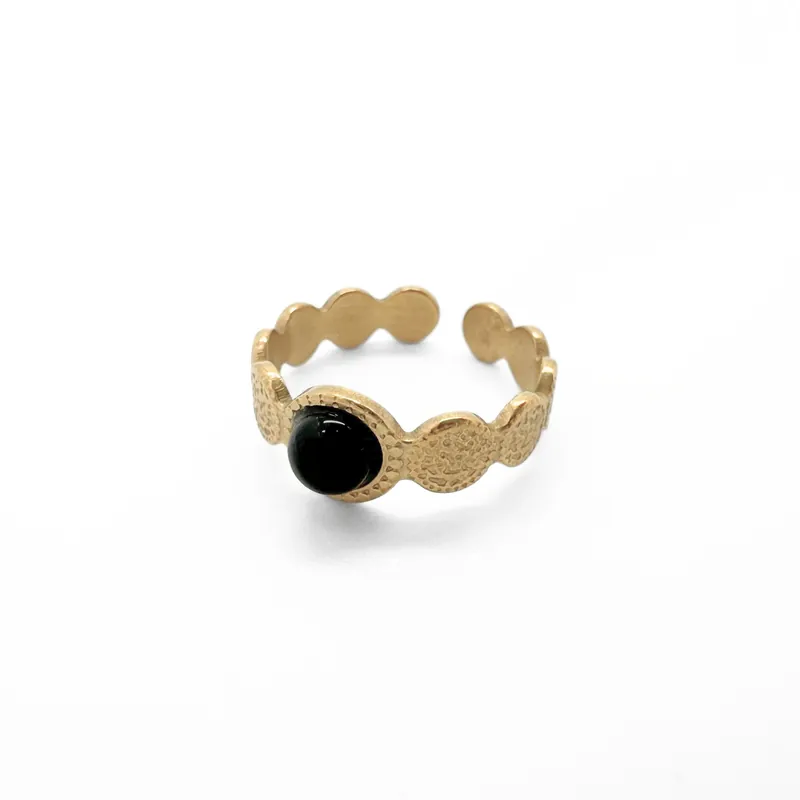 Noé - Bague - Pierre naturelle - Acier inoxydable - Ajustable Super Prix