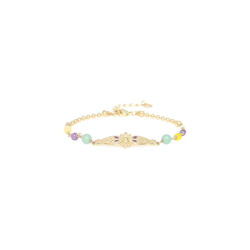 Usine Directe Bracelet ajustable mini fleur & chaine boule - Celinda