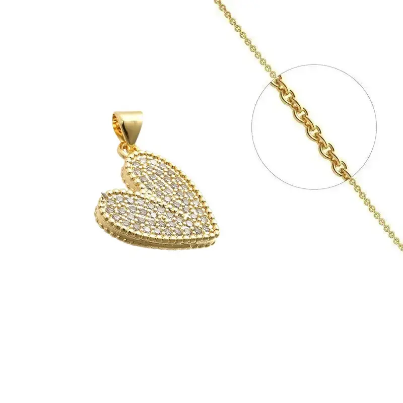 Collier doré chaîne et pendentif cœur zirconiums sertis Expédié Aujourd’hui