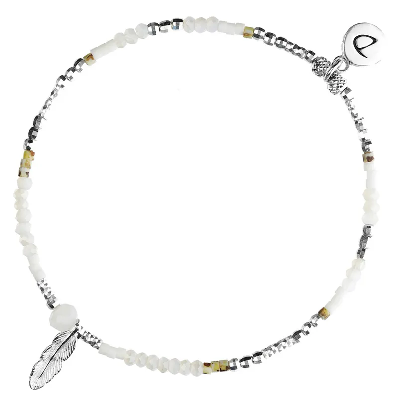 Usine Directe BRACELET ELASTIQUE PLUME MERIDA BEIGE CRÈME LEOPARD