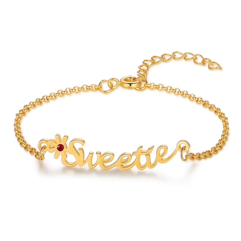 Bracelet Enfant Fleur 1 Prénom Personnalisé Bracelet Pierre De Naissance|Jessemade Prix Choc