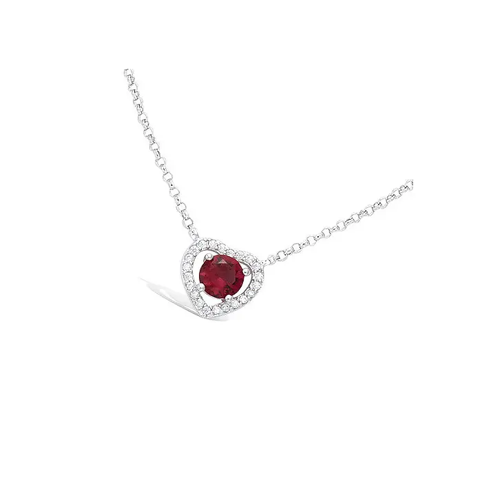 Acheter En Ligne Collier argent forme coeur pierre rouge et oxydes - D'Or et d'Argent