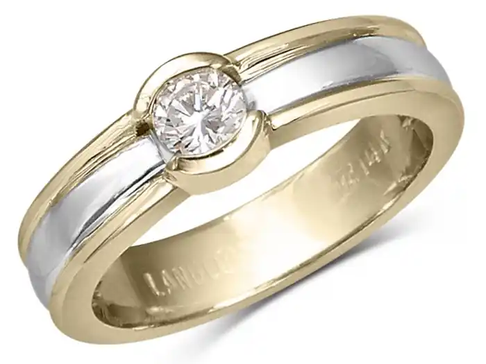 Bague Seoul solitaire diamant .27ct serti clos moderne en or 10k deux tons pour femme Pas Cher