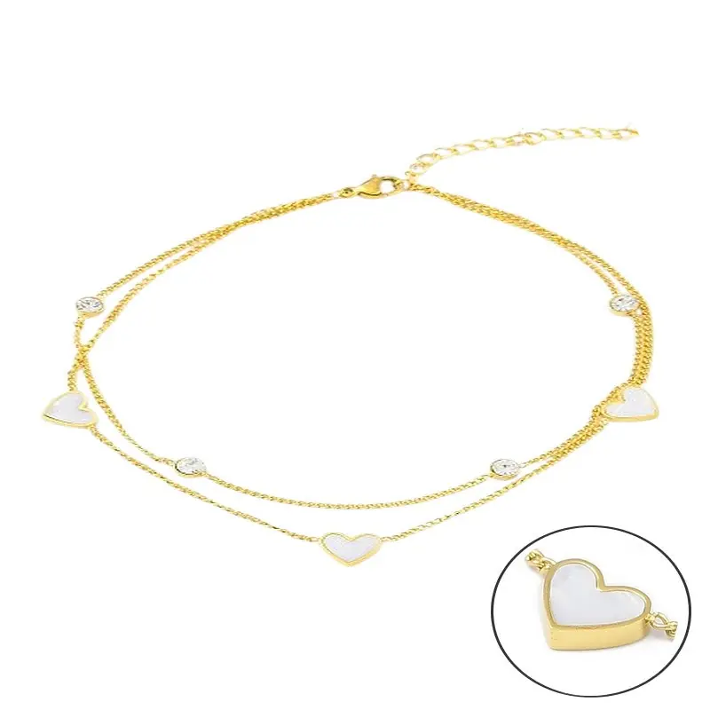 Affaire À Saisir Bracelet pour femme - souple avec 3 breloques cœur acier doré or 18k