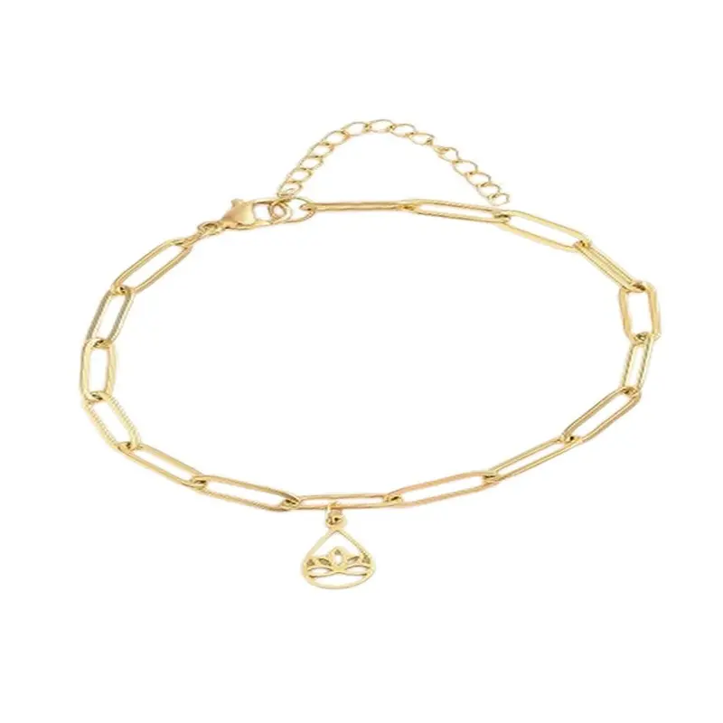 Commander Maintenant Bracelet pour femme - souple avec breloque lotus acier doré or 18k