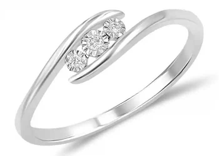 Bague Ely trinité diamants sertis illusions en or blanc 10k pour femme Usine Directe