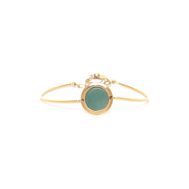 Prix Promo Bracelet ajustable semi rigide cabochon aventurine - Colombine