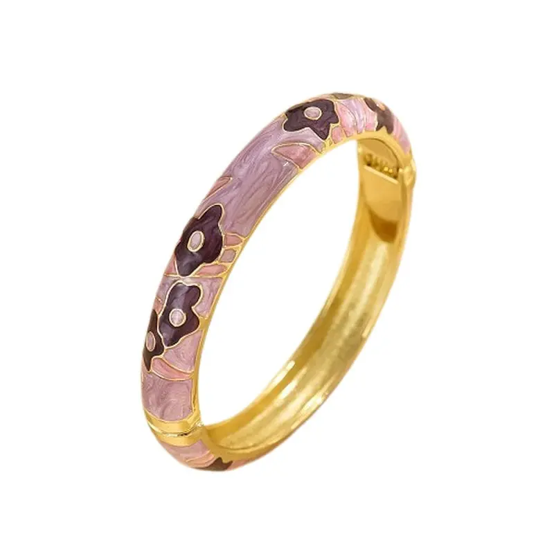 Usine Directe Bracelet pour femme - émail mauve et plaqué or 18k
