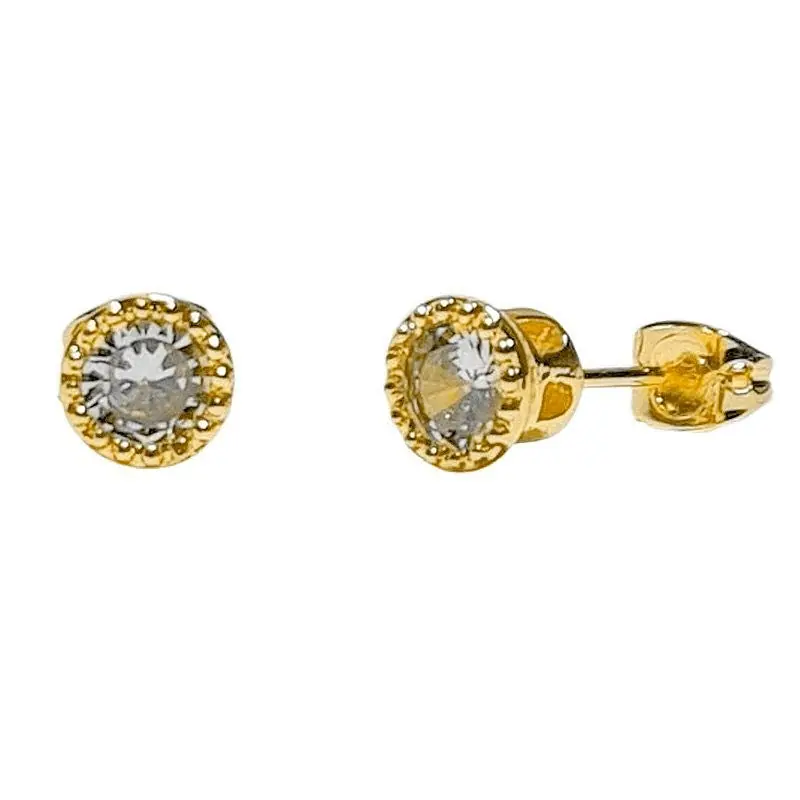Boucles d'oreilles clous diamants CZ - 7 mm Jusqu’à Épuisement Des Stocks
