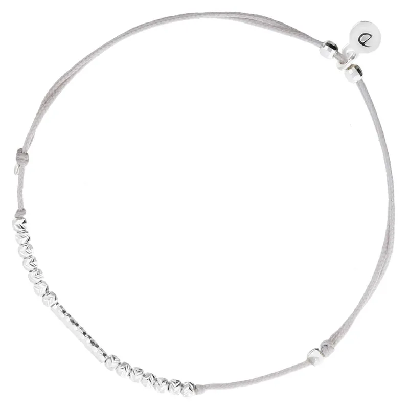 Promotion BRACELET CORDON GRIS CLAIR PERLES SCINTILLANTES